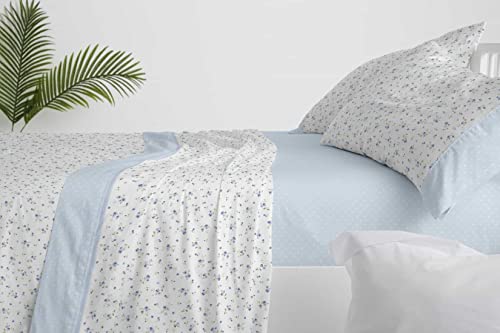 Burrito Blanco Bettwäsche-Set für Betten mit 135 cm Breite (+ verfügbare Größen), 50% Polyester, 50% Baumwolle, leicht zu bügeln, Design 530, Blau von BURRITO BLANCO