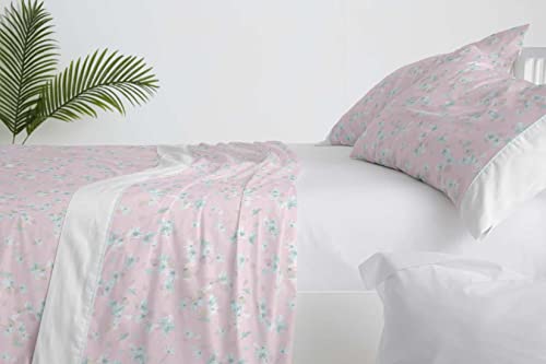 Burrito Blanco Bettwäsche-Set 031 Blumen & Modern | für 135 cm Bett | Bettwäsche-Set, Alhoma-Bezug und Spannbettlaken | Rosa von BURRITO BLANCO