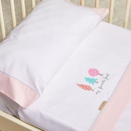 BURRITO BLANCO | Flanell-Bettlaken für Kinderbett, Bestickt, 513 Rosa | für 70 cm Maxibett (+ Maße verfügbar) | Babybettlaken von BURRITO BLANCO