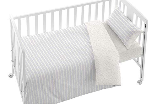 Burrito Blanco Bettbezug für Babybett, Bettbezug für Kinderbett, 60 x 120 cm, Kinderbett 60 cm, 100% Baumwolle, Grau von BURRITO BLANCO