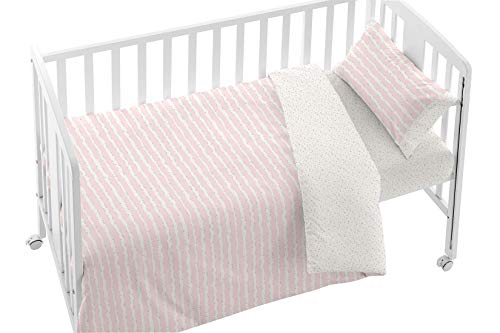 Burrito Blanco Bettbezug für Babybett, Bettbezug für Kinderbett, 60 x 120 cm, Kinderbett 60 cm, 100% Baumwolle, Rosa von BURRITO BLANCO
