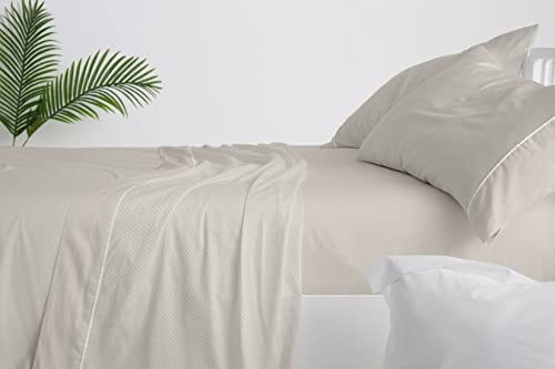 Burrito Blanco │ Bettlaken aus Baumwolle, 105 cm Bett (+ Größen erhältlich)│ Weiche Haptik │ Design 620, Beige von BURRITO BLANCO