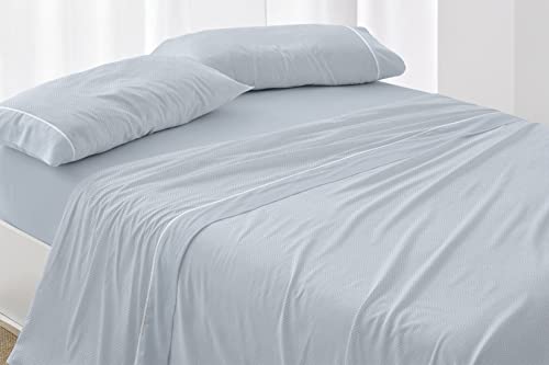 Burrito Blanco │ Bettlaken aus Baumwolle, 105 cm Bett (+ Größen erhältlich)│ Weiche Haptik │ Design 620, Blau von BURRITO BLANCO