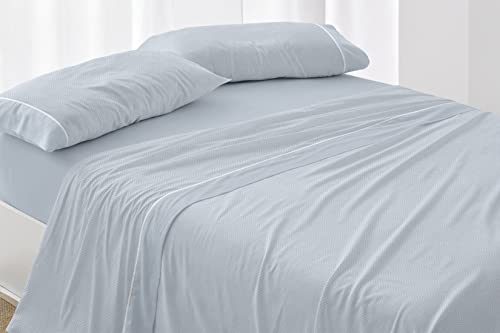 Burrito Blanco Bettlaken aus Baumwolle, 150/160 cm Bett (+ Größen erhältlich)│ Weiche Haptik │Design 620, Blau von BURRITO BLANCO