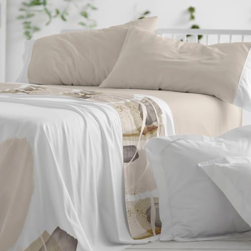 Burrito Blanco | Bettwäsche-Set, 135 cm breite Betten (+ verfügbare Größen) | Design 138 | Sandfarben (135 x 190/200 cm) von BURRITO BLANCO