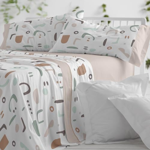 Burrito Blanco | Bettwäsche-Set, 135 cm breite Betten (+ verfügbare Größen) | Design 537 | Sandfarbe (135 x 190/200 cm) von BURRITO BLANCO
