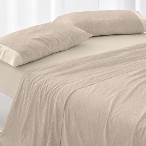Burrito Blanco Bettwäsche-Set für Betten mit 105 cm Breite (+ verfügbare Größen), Polyester, 50% Baumwolle, 50% Baumwolle, Design 042, Rattanfarbe (105 x 190/200 cm) von BURRITO BLANCO
