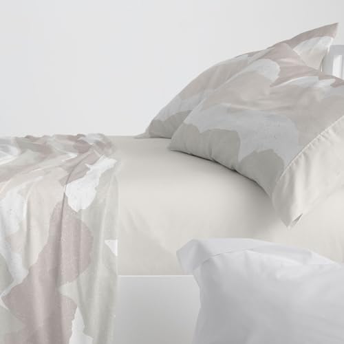 Burrito Blanco Bettwäsche-Set für Betten mit 105 cm Breite (+ verfügbare Größen), Polyester, 50% Baumwolle, 50% Baumwolle, Design 137, Sandfarben (105 x 190/200 cm) von BURRITO BLANCO