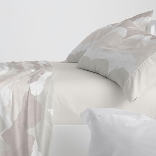 Burrito Blanco Bettwäsche-Set für Betten mit 135 cm Breite (+ Größen verfügbar), 50% Polyester, 50% Baumwolle, 50% Baumwolle, Design 137, Sandfarben (135 x 190/200 cm) von BURRITO BLANCO