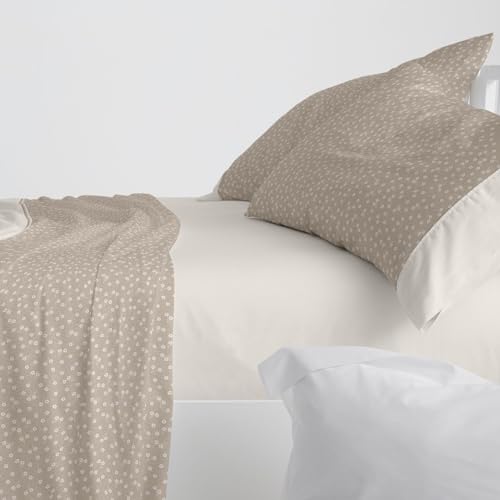 Burrito Blanco Bettwäsche-Set für Betten mit 135 cm Breite (+ Größen verfügbar), 50% Polyester, 50% Baumwolle, Design 041, Farbe Kraftpapier (135 x 190/200 cm) von BURRITO BLANCO