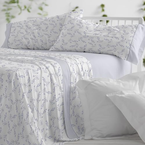 Burrito Blanco Bettwäsche-Set für Betten mit 180 cm Breite (+ verfügbare Größen), 50% Polyester, 50% Baumwolle, Design 040, Blau (180 x 190/200 cm) von BURRITO BLANCO