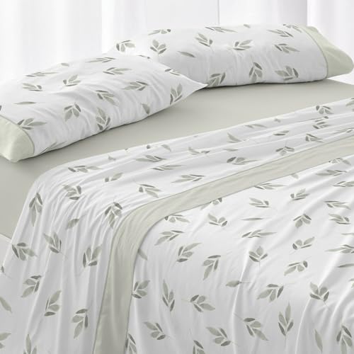 Burrito Blanco Bettwäsche-Set für Betten mit 90 cm Breite (+ verfügbare Größen), 50% Polyester, 50% Baumwolle, 532 cm, Grün (90 x 190/200 cm) von BURRITO BLANCO