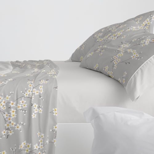 Burrito Blanco Bettwäsche-Set für Betten mit 90 cm Breite (+ verfügbare Größen), Polyester, 50% Baumwolle, 50% Baumwolle, Design 531, Grau (90 x 190/200 cm) von BURRITO BLANCO