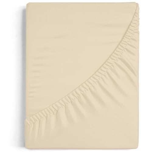 Burrito Blanco Spannbettlaken A7 | Spannbettlaken für Betten 160 x 190 / 200 | Baumwolle und Polyester | Doppelbett 160 | Beige von BURRITO BLANCO