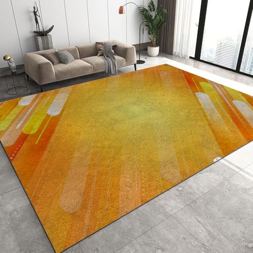 Orangefarbener Teppich mit abstrakter Textur, moderner, minimalistischer Kunst- und ästhetischer Wohnzimmerteppich, weicher Esszimmerteppich mit niedrigem Flor,leicht zu reinigende teppiche 60x90cm von BURUNG