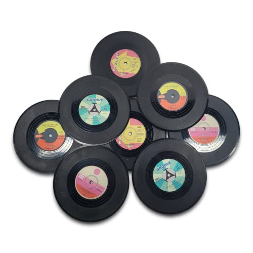 BUSDUGA 4108 8er Set Untersetzer Vinyl-Schallplatte, Retro Getränkeuntersetzer von BUSDUGA