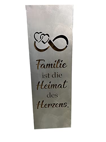 BUSDUGA 4184 Metall Wandrelief "Familie ist die Heimat des Herzens", 30x90x3cm Wandschild Wandbild Metall von BUSDUGA