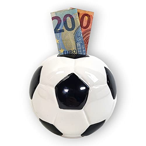 BUSDUGA 4207 Spardose Fußball aus Keramik mit Schloss und Schlüssel, Durchmesser 11cm, Geschenkidee, Vereinskasse von BUSDUGA