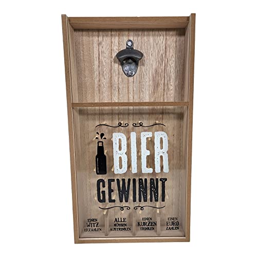 BUSDUGA 4227 Kronkorkenspiel "Bier gewinnt", Wand Flaschenöffner Bar Roulette, Partyspiel 48x26x7cm von BUSDUGA