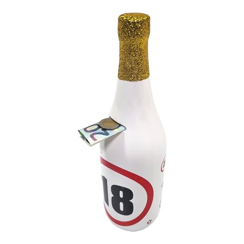 BUSDUGA 4419 Sparkasse 18. Geburtstag, 31x9cm, Spar-Flasche Sektflasche Spardose Sparbüchse von BUSDUGA