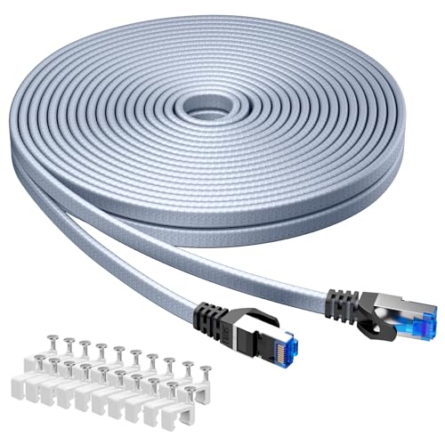 BUSOHE Cat 8 LAN Kabel 6Meter, 40Gbps 2000MHz Ethernet Kabel Netzwerkkabel, Flach Hochgeschwindigkeits Gigabit RJ45 Patchkabel, Geflochtener Internetkabel Kompatibel mit PC, Router, Modem von BUSOHE