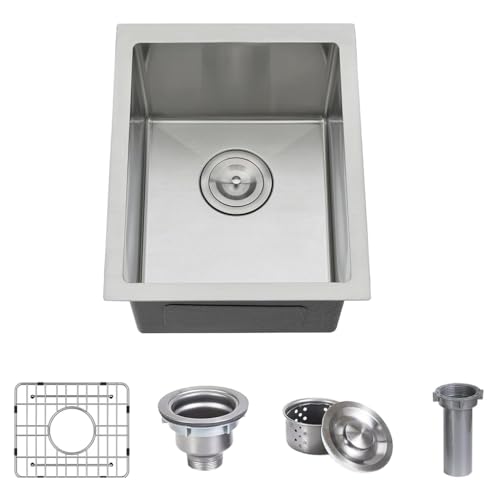 BUSVORES Unterbau-Bar oder Küchenspüle, handgefertigt, Einzelbecken, 304 Edelstahl, Nass-Bar, gebürstetes Nickel, für den Außenbereich, tiefes Küchenbecken mit Zubehör (Edelstahl, 40,6 x 45,7 x 22,9 BUSVORES Unterbau-Bar oder Küchenspüle, handgefertigt, Einzelbecken, 304 Edelstahl, Nass-Bar, gebürstetes Nickel, für den Außenbereich, tiefes Küchenbecken mit Zubehör (Edelstahl, 40,6 x 45,7 x 22,9 von BUSVORES