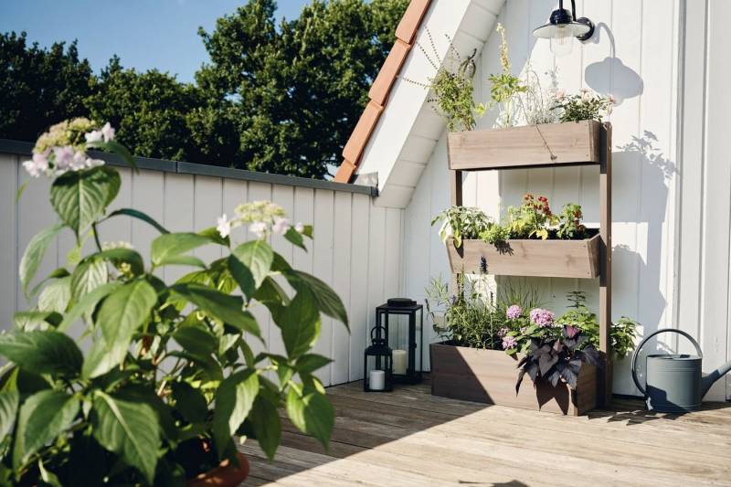 BUTENKIST Hochbeet Freyja, Hochbeet Holz, Stufenbeet, 3 Kästen, Vlies, Garten, Balkon, Terrasse von BUTENKIST