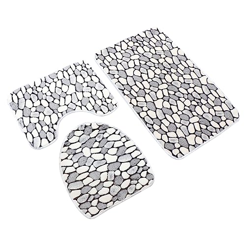 BUTIFULSIC 1 Satz Teiliges Set Badezimmerteppich Fleece rutschfeste Saugfähige Toilettenmatte für Bad und Dusche Weiße Steindekor Einfach zu Reinigen Komfortabel und Langlebig BUTIFULSIC 1 Satz Teiliges Set Badezimmerteppich Fleece rutschfeste Saugfähige Toilettenmatte für Bad und Dusche Weiße Steindekor Einfach zu Reinigen Komfortabel und Langlebig von BUTIFULSIC