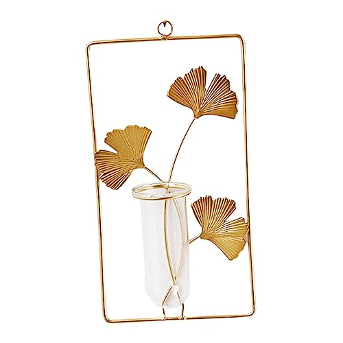 BUTIFULSIC 1 Stück Wandmontierte Hydroponik Blumenvase Eisenrahmen Dekorative Hängende Pflanze für Wohndesign für Wohnzimmer und Esszimmer Goldfarbenes Design von BUTIFULSIC