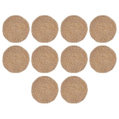 BUTLERS 10er Set Platzset rund 37cm aus Seegras doppelseitig -SEA Braid- abwaschbares Tischset für den gedeckten Tisch | Platzdeckchen schmutzabweisende Tischmatte von BUTLERS