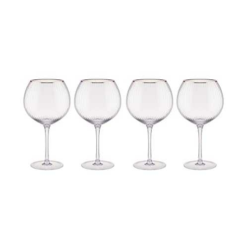 BUTLERS 4er Set Gin Gläser 650ml Vintage Gläser mit Goldrand - GOLDEN TWENTIES - Cocktailgläser Set, Martinischalen Set | Trinkgeschirr für Margarita, Cosmopolitan, Daiquiri, Desserts von BUTLERS
