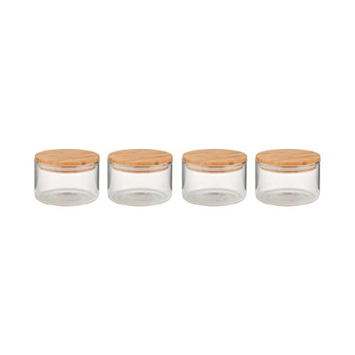 BUTLERS 4x Vorratsgläser mit Deckel 550ml luftdichter Glasbehälter Set -WOODLOCK- Vorratsdosen aus Borosilikatglas zur Aufbewahrung von Mehl, Zucker, Kaffeebohnen von BUTLERS