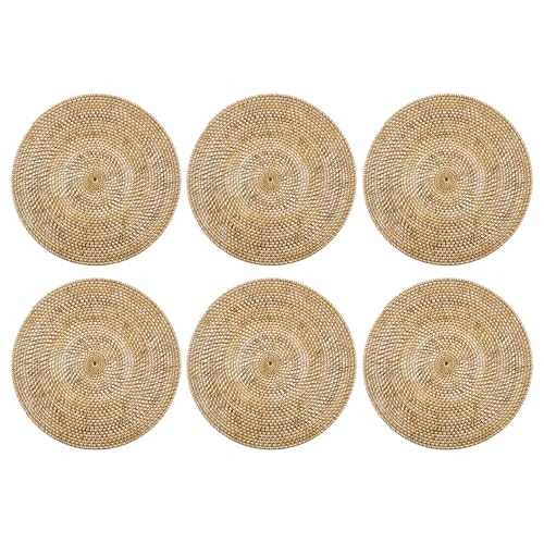 BUTLERS 6er Set Platztset rund 38cm aus Seegras doppelseitig -Ronda- abwaschbares Tischset für den gedeckten Tisch | Platzdeckchen schmutzabweisende Tischmatte von BUTLERS