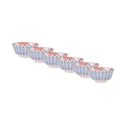 BUTLERS 6er Set Schüssel 520ml Müslischale ORNAMENTS Porzellan Geschirr & Dekoschalen | Bowl Salatschale Suppenschüssel Teller tief | Modern gemustert mit Farbakzent | Mikrowellen- & spülmaschinenfest von BUTLERS