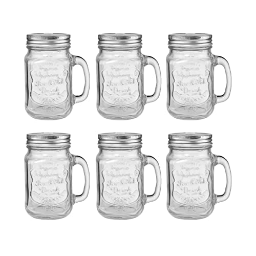 BUTLERS 6er Set Trinkgläser Mason mit Deckel 450ml - REFRESH - Wassergläser Set, Cocktailgläser Set | Gläser & Trinkgeschirr für Tee, Saft, Limonade, Eiskaffee, Longdrinks von BUTLERS
