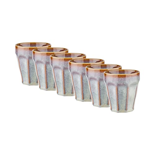 BUTLERS 6x Tassen ohne Henkel 250ml Kaffeebecher Set -BERGAMO- Steingut Becher im rustikalen Stil, spülmaschinen- und mikrowellengeeignet, ideal auch als Tee-, Latte Macchiato- oder Cappuccino Tasse von BUTLERS