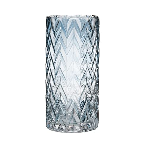 BUTLERS Vase graphische Strukturen aus Glas in Blau -Beverly- charmante Dekoration für Wohnzimmer und Tischdeko | Blumenvase für Tulpen, Rosen, Pampasgras oder Trockenblumen von BUTLERS