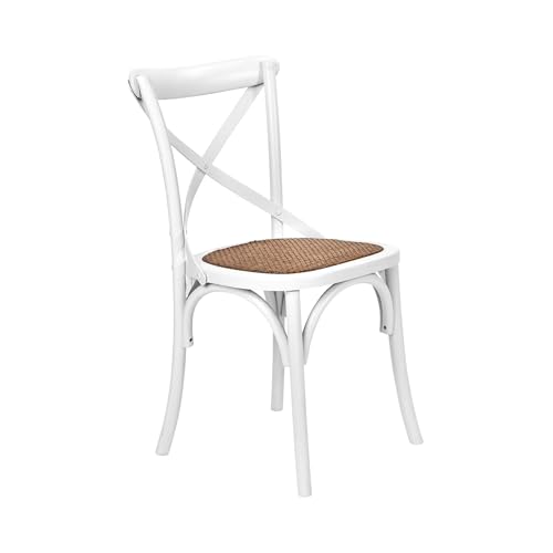 BUTLERS Cross Country Stuhl, 46 x 42 x 87 cm - Brauner Esszimmerstuhl aus Holz und Rattan - Klassischer Polsterstuhl von BUTLERS