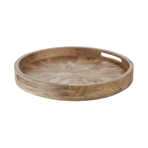 BUTLERS Deko-Tablett mit Tragegriffen rund 40cm aus Mangoholz -Mango Days- Serviertablett, Deko Tablett, Kaffee- & Frühstückstablett | Dekoration für Herbst, Weihnachten von BUTLERS