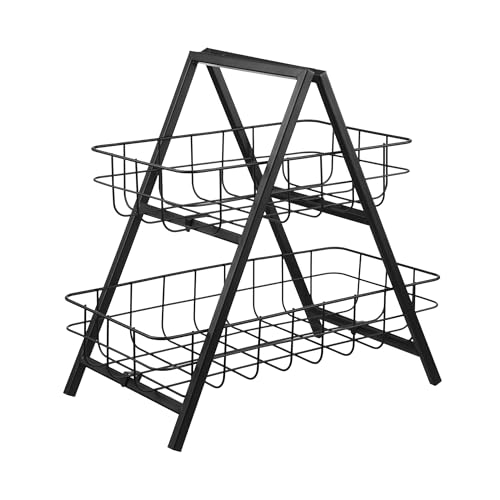 BUTLERS Etagere 2-stufig eckig 2 abnehmbare Körbe aus Metall -Grid- Serviergestell mit 2 Etagen | Servierständer für Brot, Obst, Kuchen | Dekoteller, Etagenständer für Tisch- & Party Deko von BUTLERS