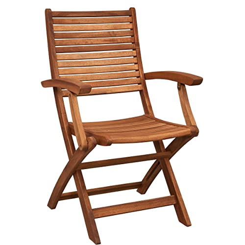 BUTLERS Gartenstuhl klappbar mit Armlehnen -Somerset- Stuhl aus FSC® Holz in Braun | Indoor Outdoor Wetterfest Möbel für Balkon, Terrasse, Garten, Küche von BUTLERS