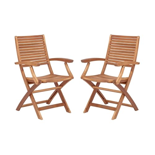 BUTLERS Gartenstuhl 2er Set klappbar mit Armlehnen -Somerset- Zwei Stühle aus FSC® Akazienholz | Indoor Outdoor Wetterfest Möbel für Balkon, Terrasse, Garten, Küche von BUTLERS