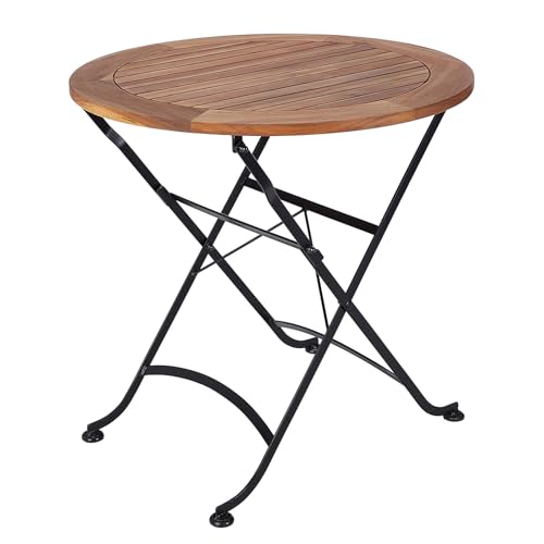 BUTLERS Gartentisch klappbar Ø75cm Holz & Eisen - PARKLIFE - für 2-4 Personen klappbarer Balkontisch mit Stabiler Metallstruktur | Flexibler Outdoor-Tisch für Garten & Terrasse von BUTLERS