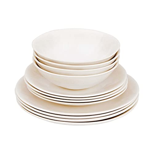 BUTLERS Geschirrset 4 Personen ATLANTIS Steinzeug Geschirr Set 12-tlg. Tafelservice | Schalen 550ml Teller 23cm Speiseteller 28cm | Farbverlauf mit Boho-Stil | Mikrowellen- & spülmaschinenfest von BUTLERS