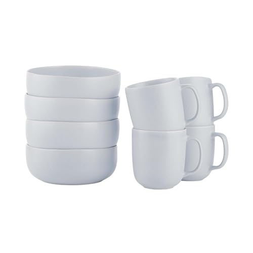 BUTLERS Geschirrset 4 Personen CASA NOVA Steinzeug Geschirr Set 8-tlg. Tassen 400ml Schalen 600ml | Skandi-Design reaktive Glasur | Mikrowellen- & spülmaschinenfest von BUTLERS