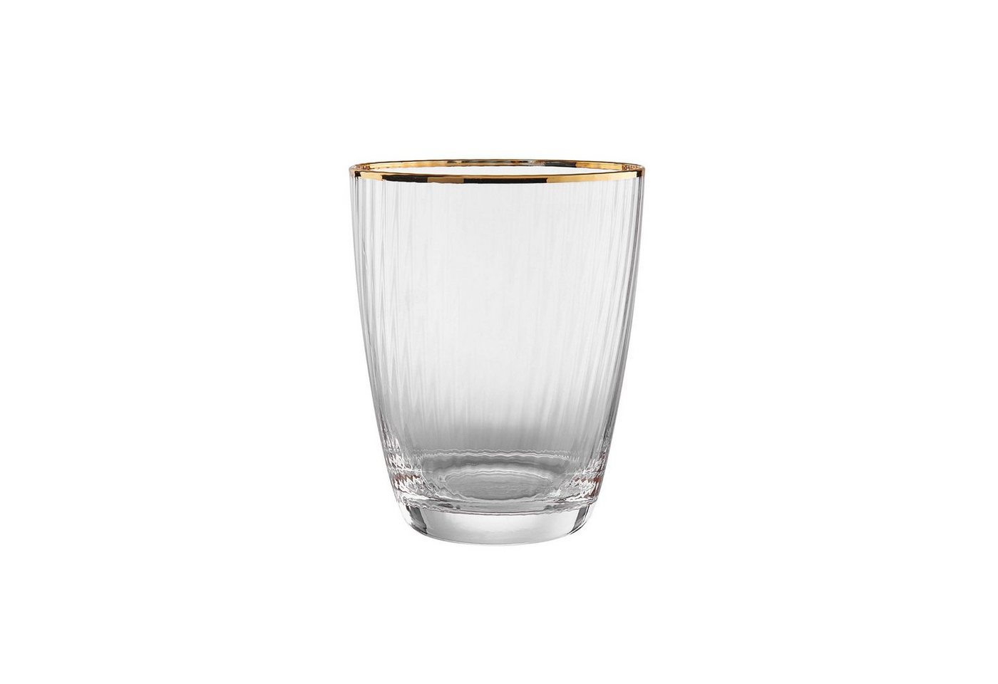 BUTLERS Glas GOLDEN TWENTIES Glas mit Goldrand und Rillen 300ml, Glas, mundgeblasen von BUTLERS