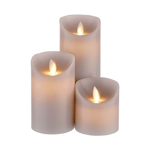 BUTLERS Glowing Flame LED Kerzen 3er-Set - Flammenlose Deko-Kerzen in Weiß - Realistisch flackernde LED-Flammen von BUTLERS