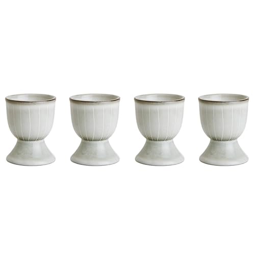 BUTLERS 4er Set Eierbecher Keramik -HENLEY- Eierhalter Frühstückstisch | Geschirr für den gedeckten Tisch | Skandinavisches Landhaus Stil Deko | Mikrowelle, spülmaschinenfest von BUTLERS