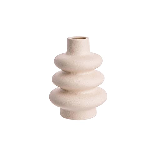 BUTLERS Keramik Vase Donut Spiral Design in Creme -Curves- Moderne Dekoration für Wohnzimmer und Tischdeko | Blumenvase für Tulpen, Rosen, Pampasgras oder Trockenblumen von BUTLERS
