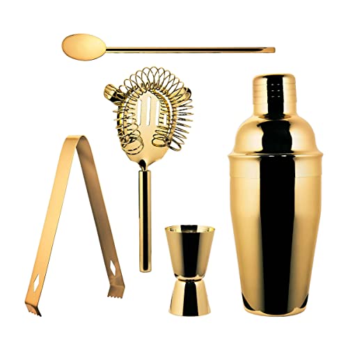 BUTLERS Manhattan Lounge 5 teiliges Cocktailshaker-Set in Gold - Edelstahl Cocktailbar Zubehör - Cocktailmixer-Set BUTLERS Manhattan Lounge 5 teiliges Cocktailshaker-Set in Gold - Edelstahl Cocktailbar Zubehör - Cocktailmixer-Set von BUTLERS